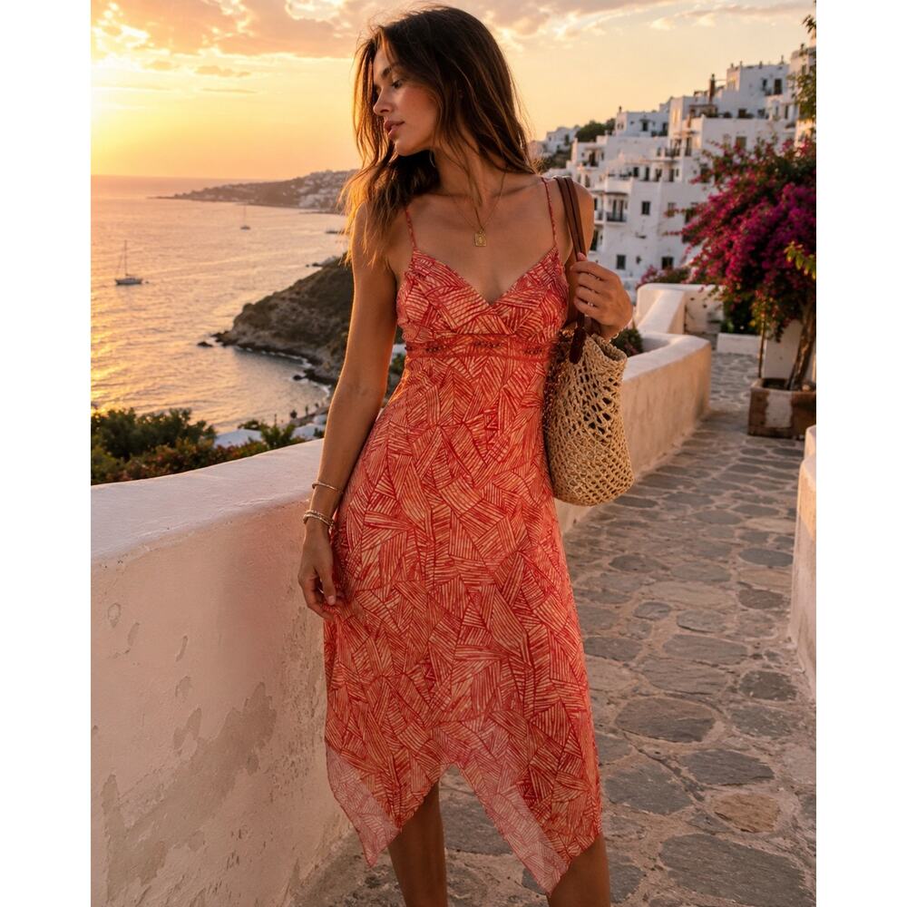Speechless Babydoll Euro Summer Slip Dress Sz Small Asymmetric Ibiza Resort y2k
